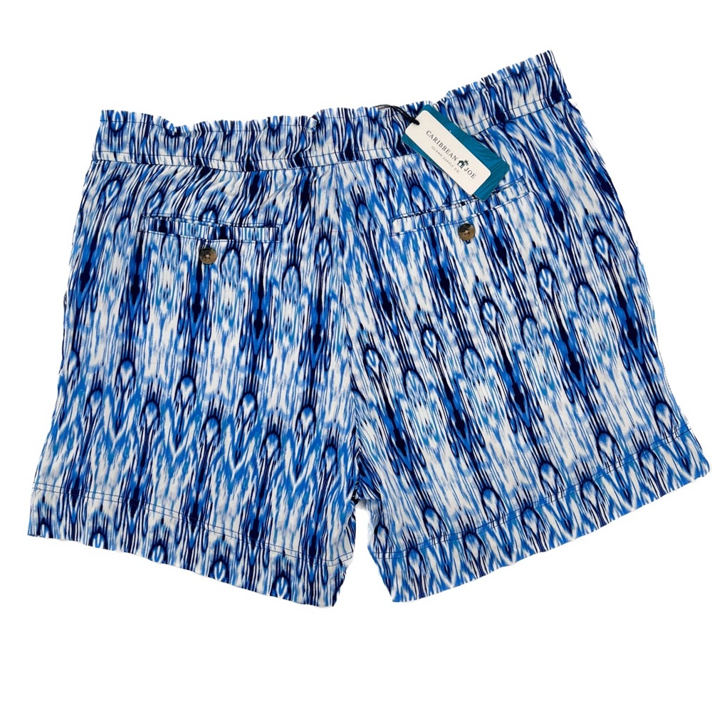 Caribbean Joe Blue Hue Ikat Print Rayon 4-Pocket Shorts Size Large, NWT - Picture 4 of 16